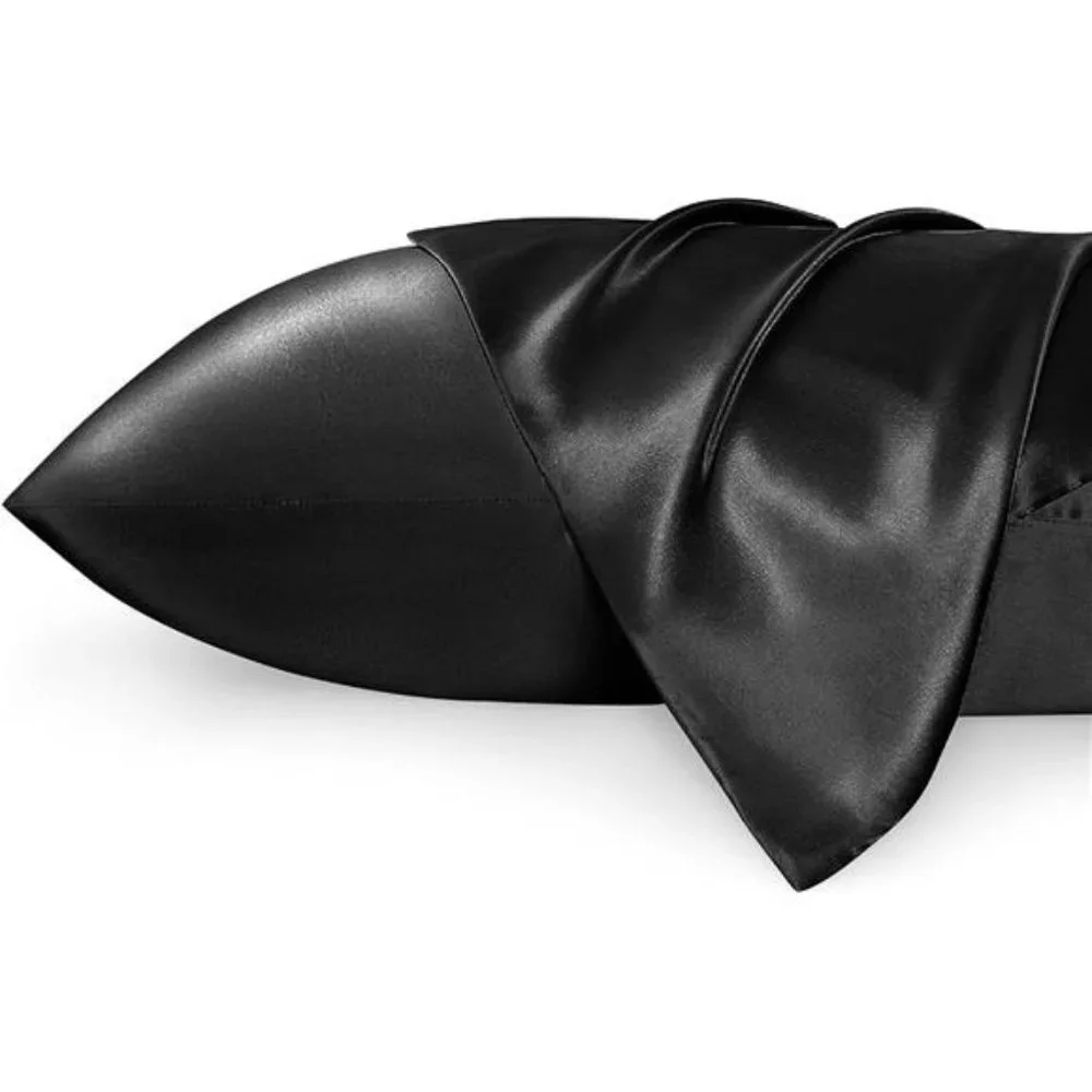 NEW in Box, Satin Pillowcase for Hair and Skin Queen - Black Silk -2 Pack 20x30